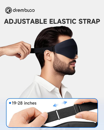 Sleep Mask for Side Sleeper Men Women, 100% Light Blocking Eye Mask for Lash Extensions, Soft 3D Contoured Zero Pressure Blindfold Sleeping Masks for Travel, Breathable Adjustable Eye Cover, Navy