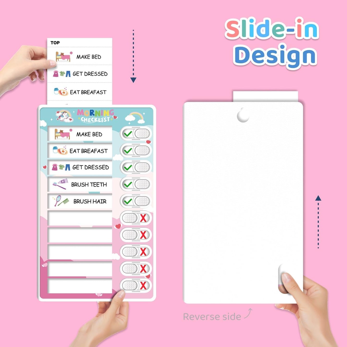 CustomMaster 3 in 1 Bedtime/Morning/Daily Routine Chart for Kids, Magnetic Chore Chart for Kid, Visual Schedule for Kid Toddlers