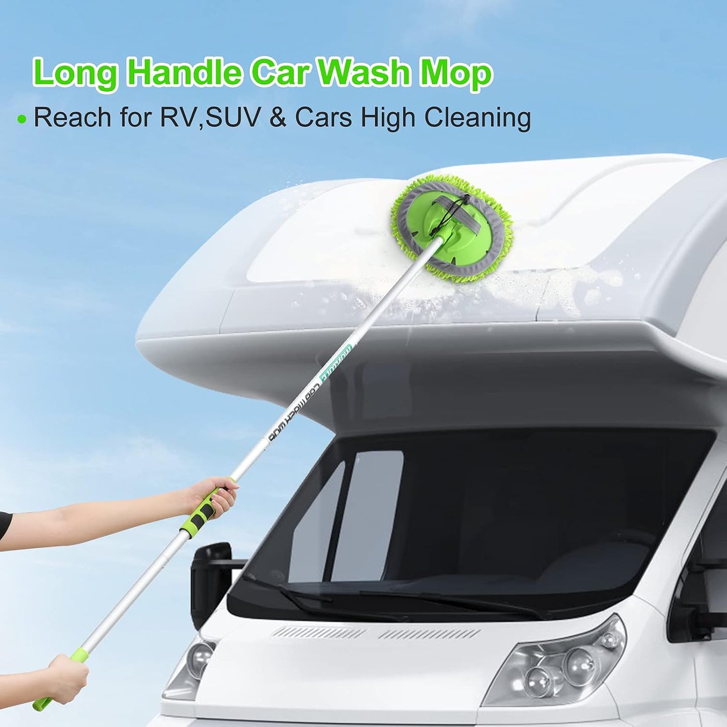 Wontolf 62'' Car Wash Brush Kit with Long Handle, Chenille Microfiber Car Wash Mop Mitt Scratch-Free Car Detailing Cleaning Brush Care Kit Car Cleaning Supplies for Cars RV Truck Boat