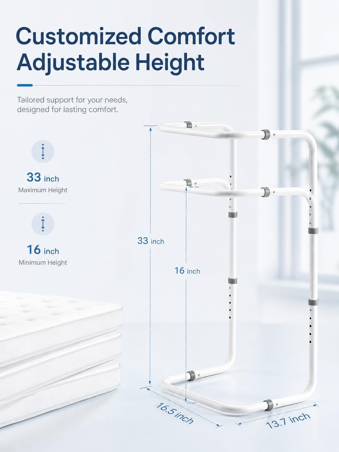 Adjustable Blanket Lifter for Feet with 4 Clips – Bed Cradle to Keep Blanket Off Your Legs, Universal Blanket Lifters for Foot of Bed, Height Adjustable Blanket Support Frame for Comfort & Recovery