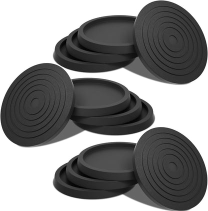 12Pcs 2.5in Furniture Coasters Non-Slip Bed Leg Pads Round Rubber Anti Sliding Caster Cups for Hardwood Floors Brown