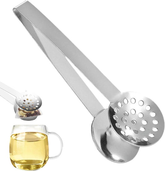 Premium Stainless Steel Tea Bag Squeezer Tongs, 6.1 Inch Length, Reusable Kitchen Tool for Hot Tea and Lemon