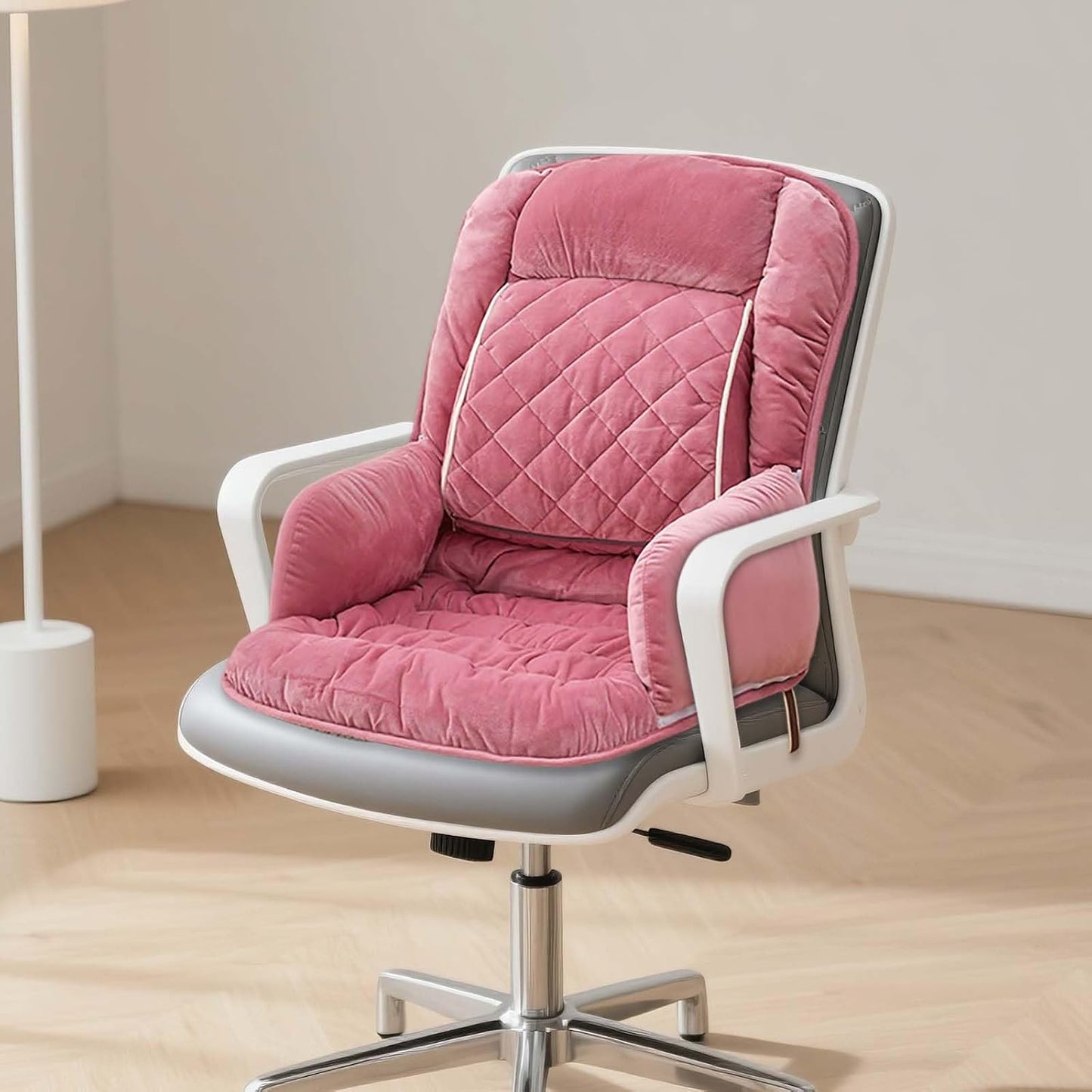 Office Heated Seat Cushion for Desk Chair,Upgraded Lumbar Support Seat for Cushions for Dorm Desk Chair with Back, USB Interface, 3-Speed Temperature Control (Light Pink)