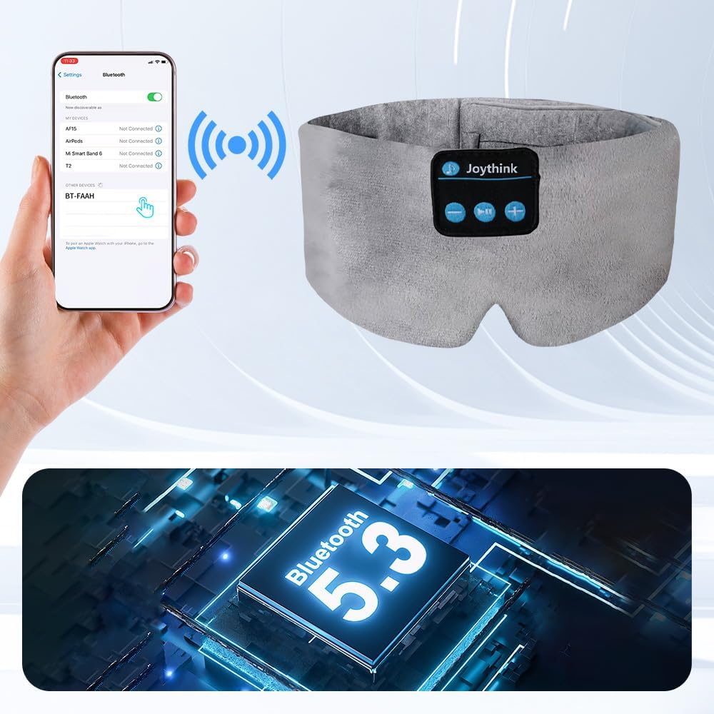 Joythink Sleep Headphones Bluetooth Sleep Mask Silk Headband Earphones Bluetooth Eye Mask for Sleeping On Side Blackout Soft Sleep Earphones Music Kids Children Eye Cover Purple