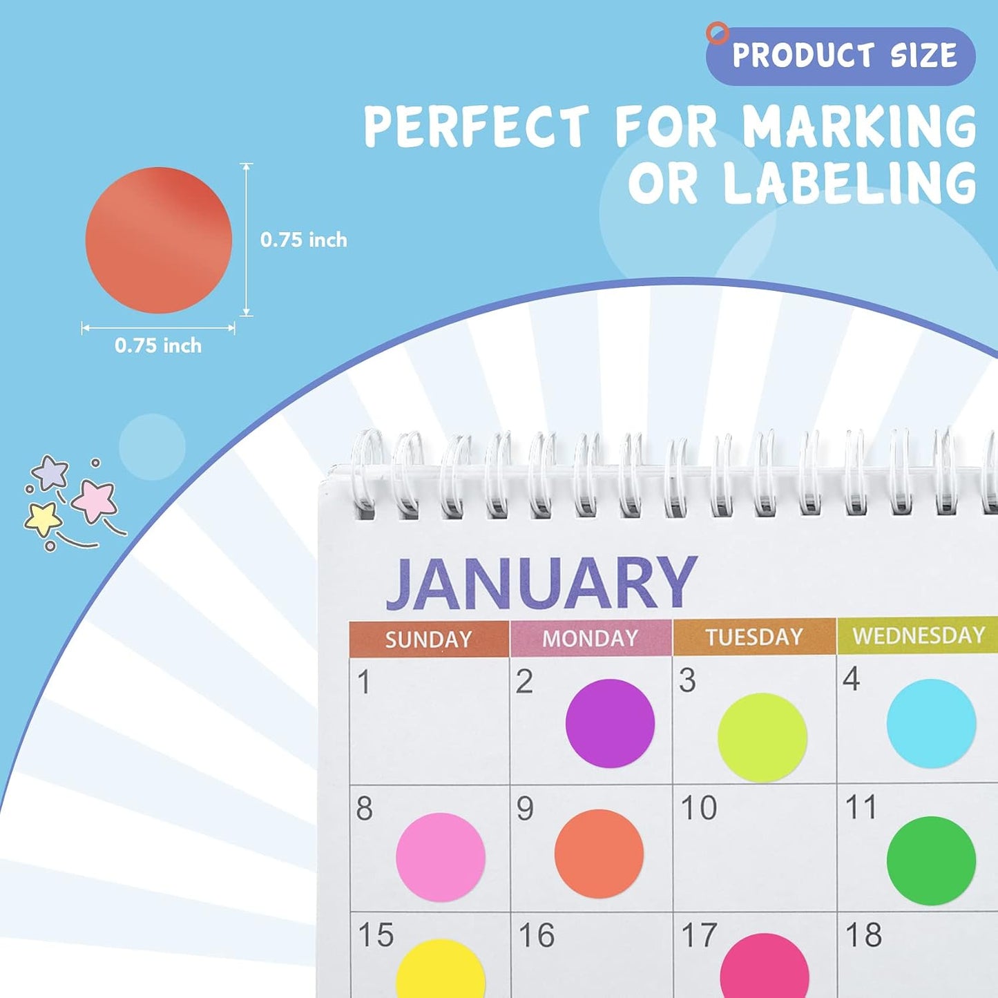 6720 PCS Small Dot Stickers Round Color Coding Labels Circle Dot Stickers Label Sticker in 20 Colors for Office,Classroom