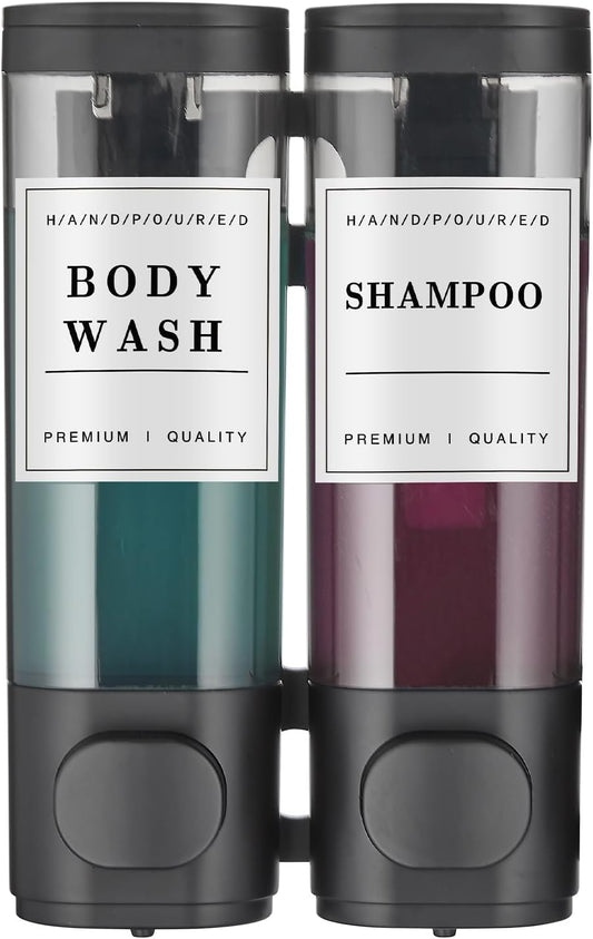 Cabo Deseado Shower Soap Dispenser Wall Mounted No Drill Shampoo Dispenser for Shower Wall Shampoo and Conditioner Dispenser Bathroom Hotel 3 * 350ml Gungray with Labels