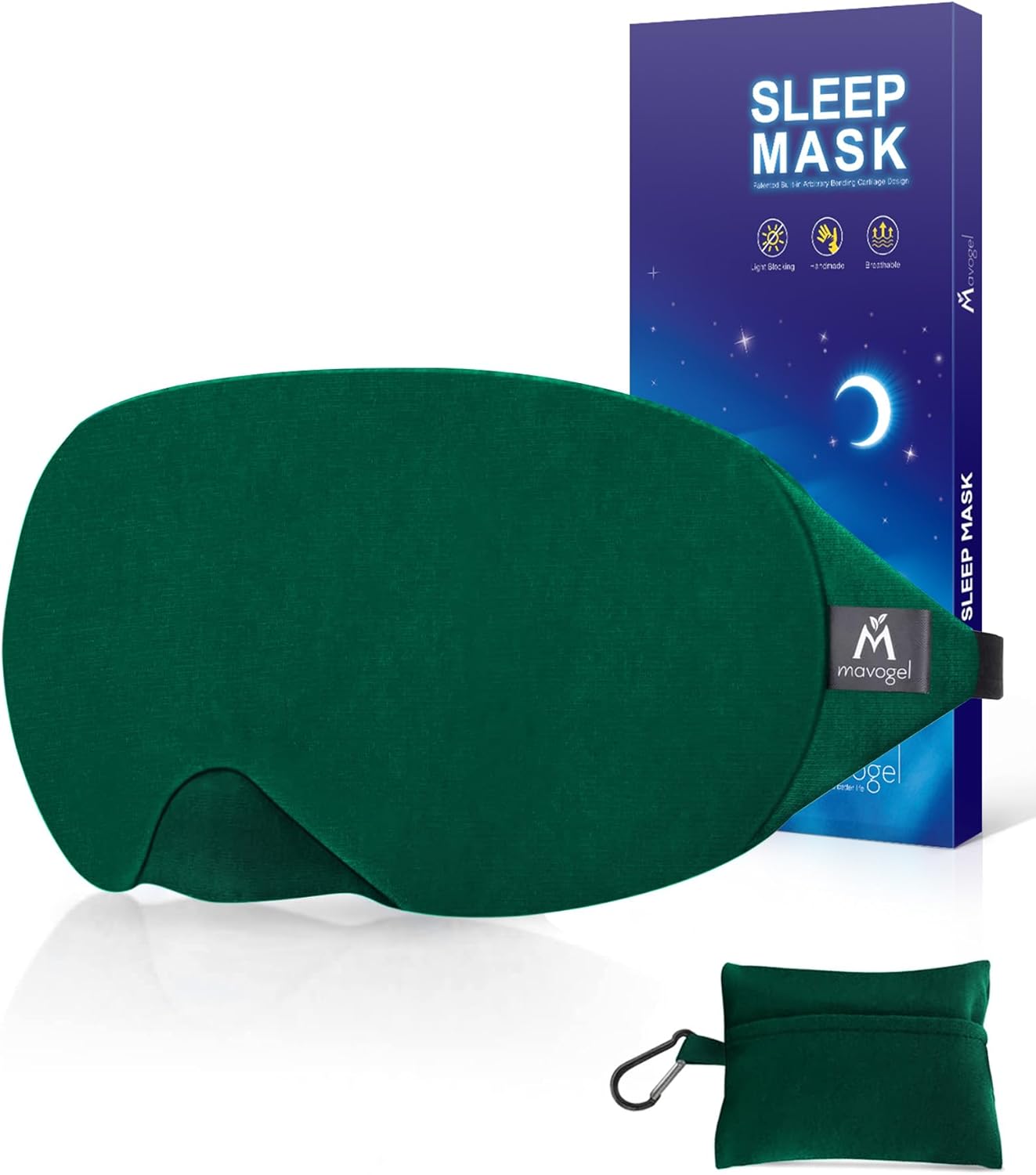 Mavogel Cotton Sleep Eye Mask, Light Blocking with Adjustable Nose Bridge | Updated Design, Soft and Comfortable Night Eye Mask for Men Women, Eye Blinder for Shift Work, Includes Travel Pouch, Grey