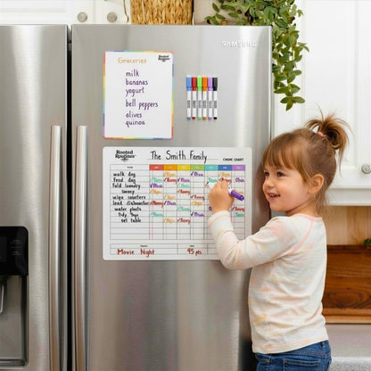Large Magnetic Chore Chart for Refrigerator, Dry Erase Responsibility Board & Reward Tracker for Kids, Multiple Children, and Adults