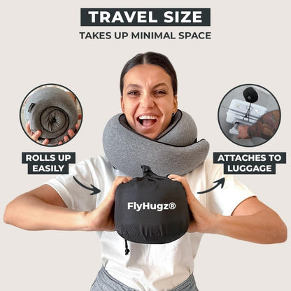 FlyHugz® Neck Travel Pillow Memory Foam Neck Pillow, Gray