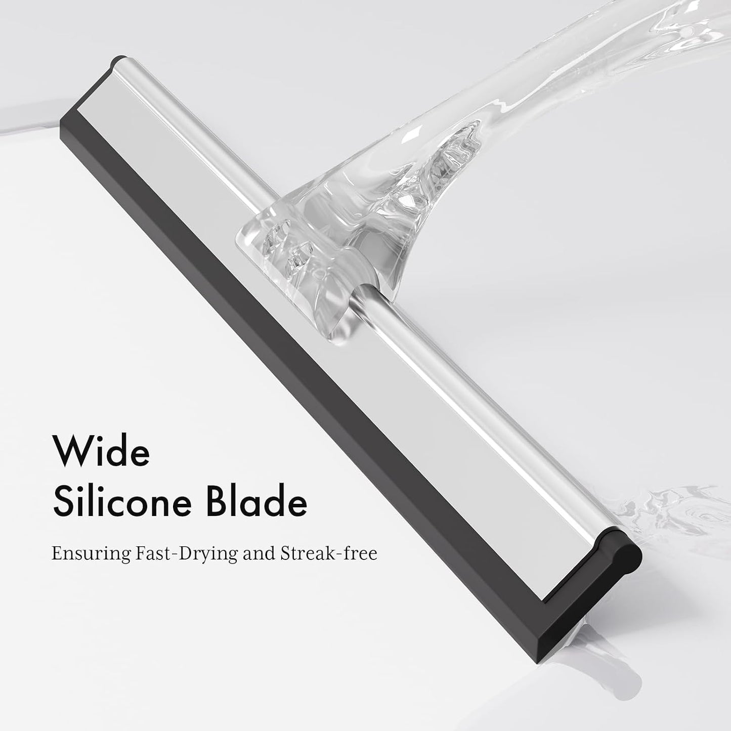 AmazerBath Squeegee for Shower Glass Door, 10 Inches, Clear | All-Purpose squeegee with Suction Hook & Adhesive Hook, Silicone Blade, for Shower Doors, Windows, Tiles and Car Glass