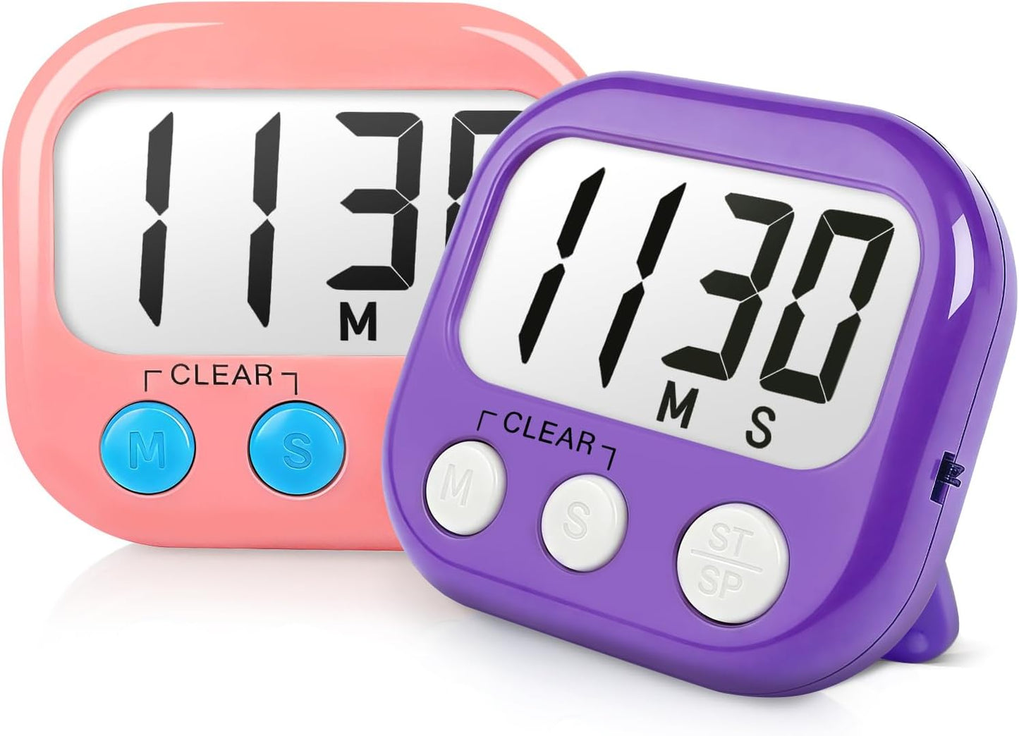AOUCE Digital Timer for Kids Classroom Timers for Teacher 2 Pack Blue Green | Large Screen, Strong Magnetic, Loud Alarm, Countdown, Pomorodo, Stopwatch, Kitchen Timers for Cooking, Teacher Supplies