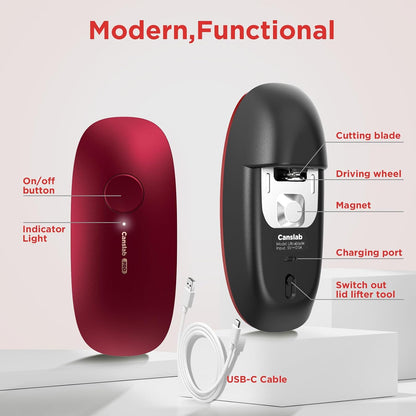 Canslab Ultrablade PRO Electric Can Opener,USB Rechargeable,Smart Auto Stop | Automatic Can Opener for Seniors with Arthritis, Handsfree Side Cut with Smooth Edge, Cordless, Wall Mountable, Black