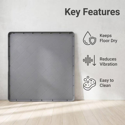 Washing Machine Drain Pan Silicone Mat 32 X 30 Inch Washer Drip Tray for Floor Protection， Rubber Anti Vibration Mat for Washer and Dryer