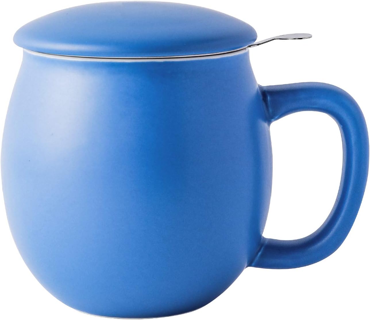 Yundu 12 OZ Matte Purple Ceramics Teacup with Infuser and Lid, Mug with Lid for Steeping - Stainless Steel Infuser for Loose Leaf Tea, Home Office Gift for Tea Lovers