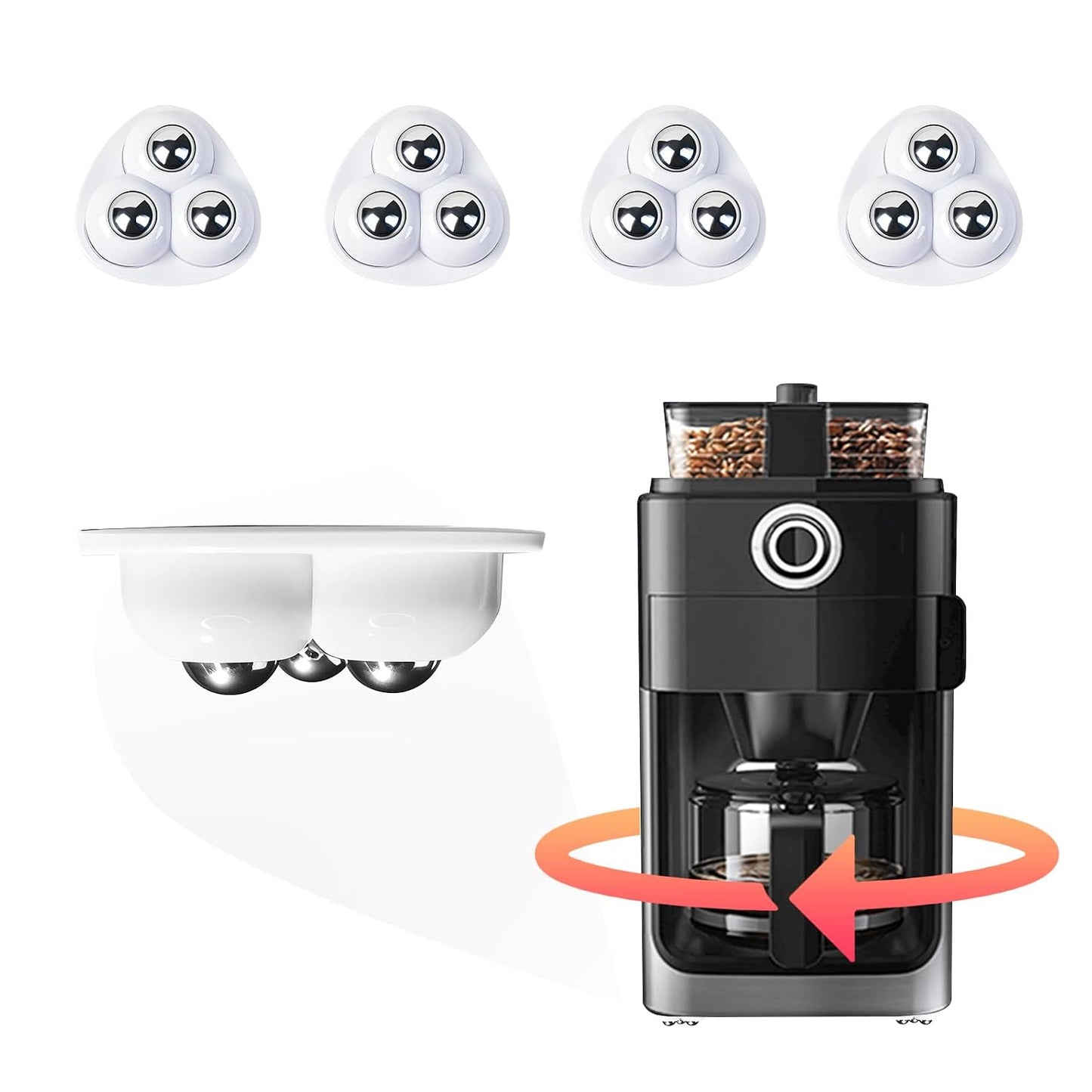 Self Adhesive Appliance Sliders 8 Pack Kitchen & Furniture Rollers | Move Small Appliances Easily 360° Glide No Tools Peel Stick 12lbs Per Wheel