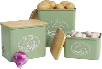 Lifewit Plastic Potato and Onion Storage Bin Box, Set of 3, White