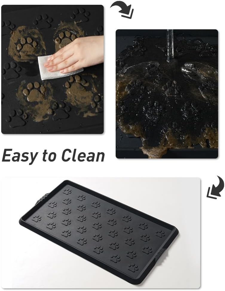 SUPENUIN Boot-Tray Heavy Duty Rubber Mat with Lip Waterproof Shoe Mat Tray for Entryway Indoor Outdoor Multi Use Catch All Trays Entryway Shoe Storage 16x27.5 Inches