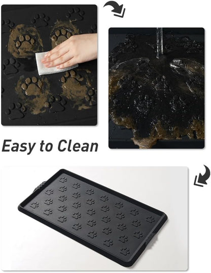 SUPENUIN Boot-Tray Heavy Duty Rubber Mat with Lip Waterproof Shoe Mat Tray for Entryway Indoor Outdoor Multi Use Catch All Trays Entryway Shoe Storage 16x27.5 Inches