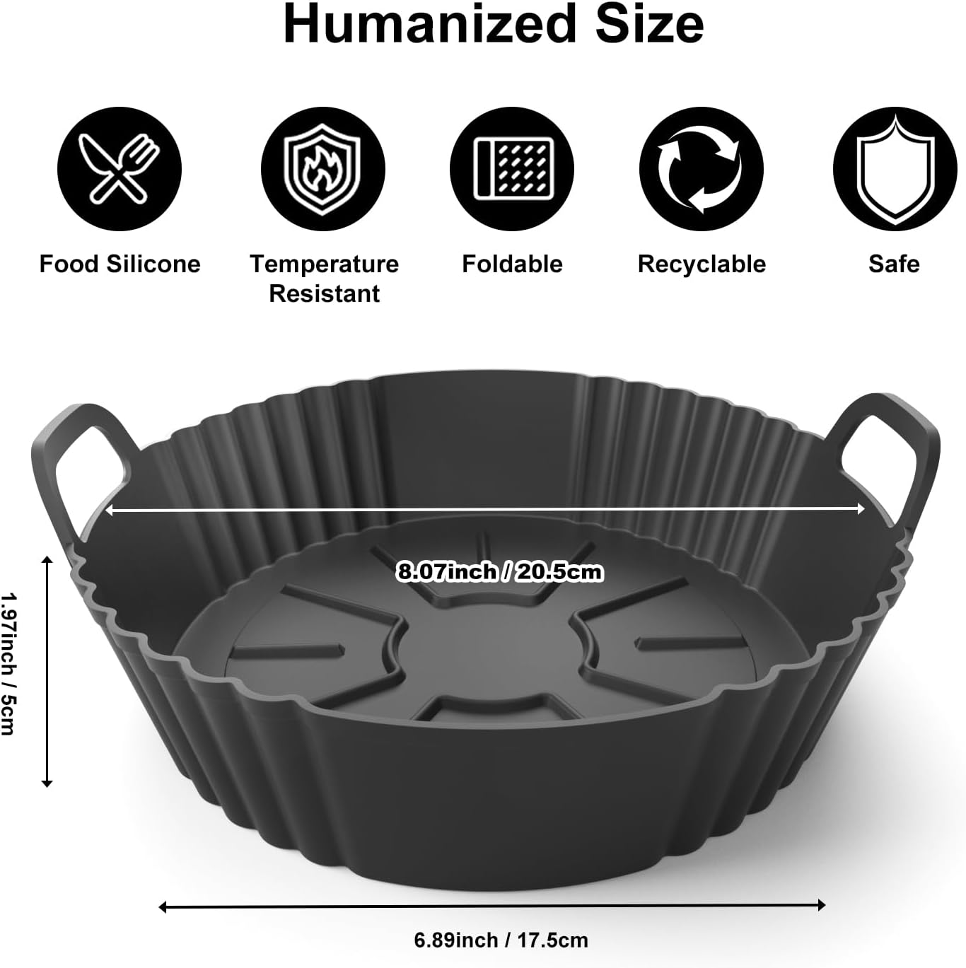 Silicone Air Fryer Liners 2 Pack, Reusable Liners Compatible for Ninja Foodi DZ201, DZ401, DZ550, COSORI, Chefman, Instant Air Fryer, and 6-in-1 8-10QT Air Fryer Baskets