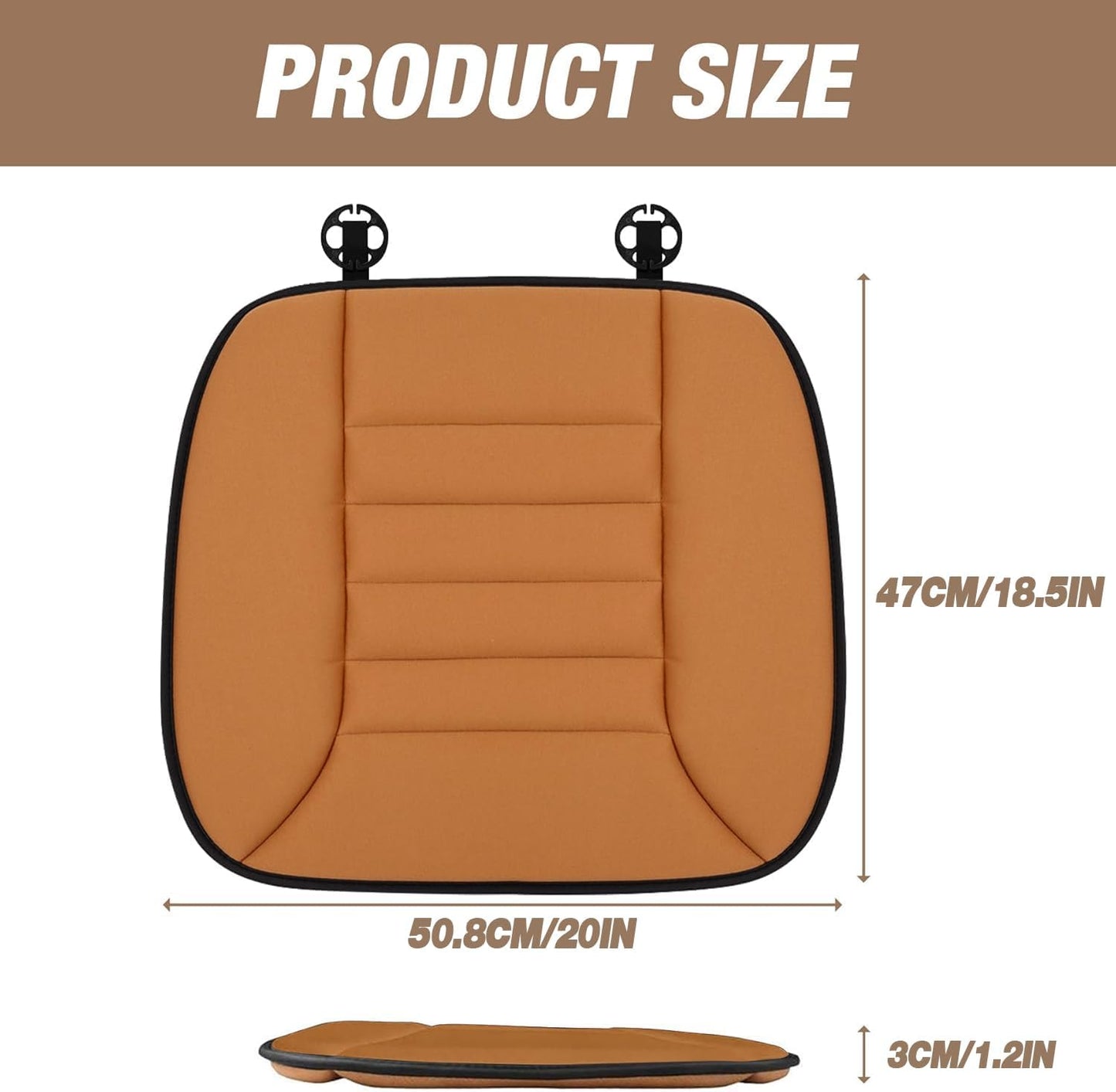 Car Seat Cushion Pad 1.2" Thick Comfort Seat Protector for Car Driver Seat Office Chair Home Use Memory Foam Seat Cushion with Non Slip Bottom, 20'' x 18.5'', Black