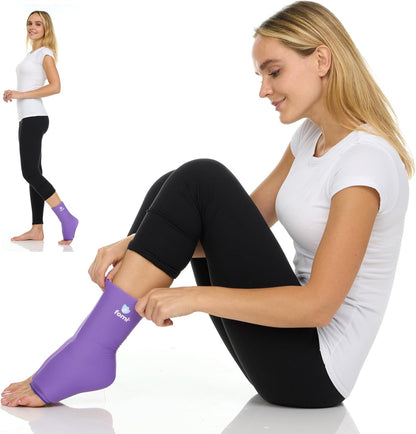 FOMI Hot Cold Ankle Foot Gel Ice Pack Wrap | 2 Pack | Premium Comfort 360 Degree Solid Gel Cooling Compression for Plantar Fasciitis, Heel Spurs, Achilles, Tendonitis, Sore Feet, Gout
