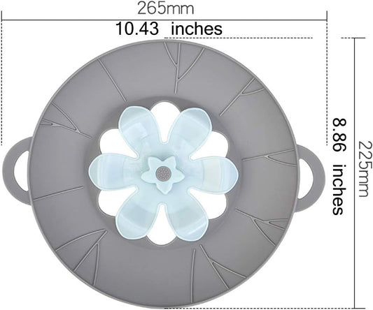 Spill Stopper Lid Cover and Overflow Stopper for Pans and Pots Boil, Silicone Pot Lid Fits Openings above 5.9" in Diameter, 1pc (8.86, Grey)