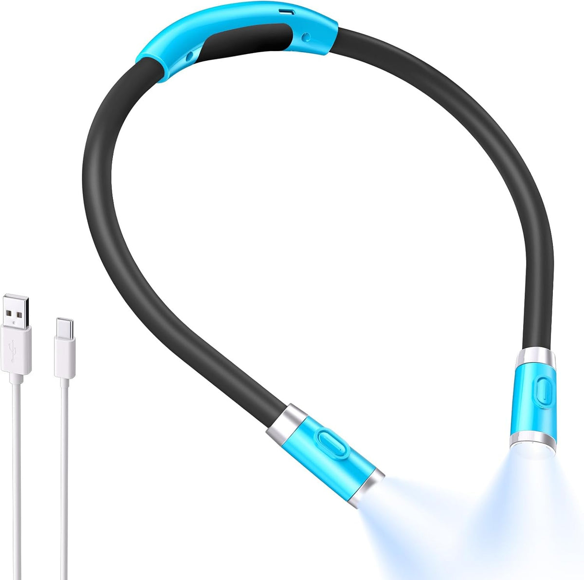 LUXJET Neck Reading Light & Book Light for Reading in Bed - Hands Free, 3 Colors & 6 Brightness Levels, 360° Flexible Arms, 80-Hour Rechargeable - Reading, Knitting, Camping, Repairing