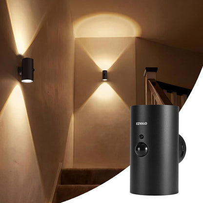 EZVALO Motion Sensor Wall Sconces with Remote, Rechargeable Battery Operated 4000mAh Wall Lights, 3 Color Temperatures & 12 RGB, Wireless LED Lighting for Hallway, Living Room (Brushed Gold, 2 Pack)