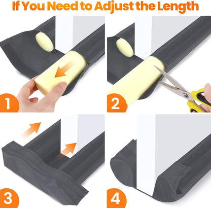 Door Draft Stopper, Under Door Draft Stopper for Bottom, 36 in, Black | Adjustable Size, Covers Gap up to 2.36 in, Easy Install, Blocks Cold air, Light, Reusable, for Bedrooms & Kitchen