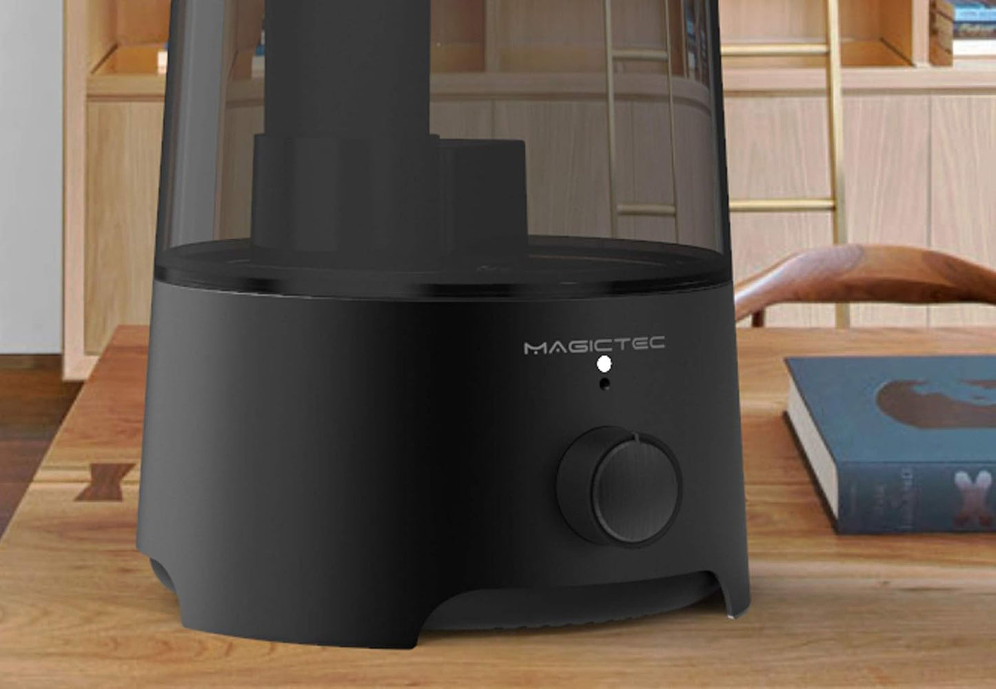 Magictec Cool Mist Humidifier, 2.5L Essential Diffuser for Bedroom and Baby, Adjustable Mist Output, Auto Shut Off, Super Quiet 360 Nozzle - Lasts Up to 24 Hours, Black