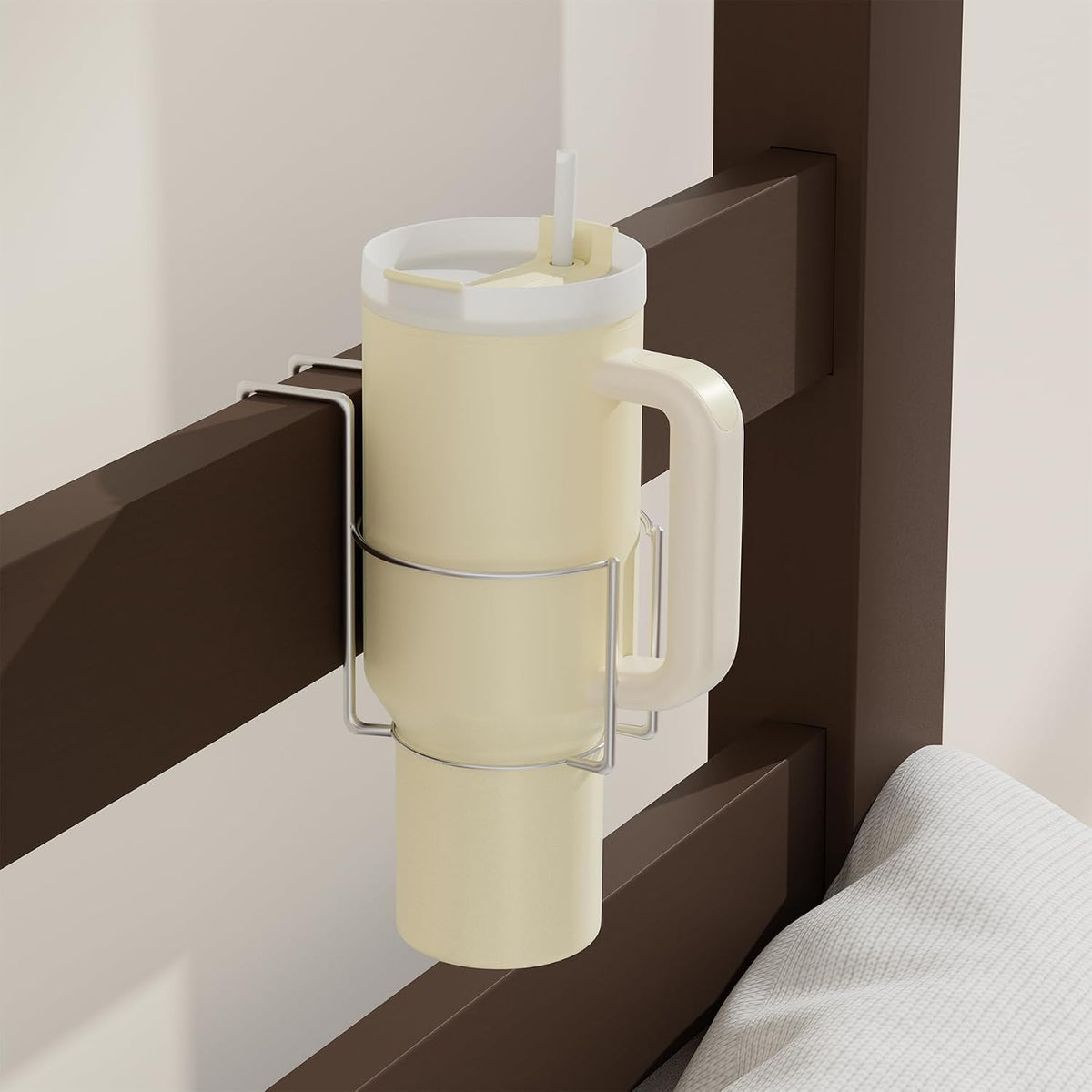Cup Holder for Bed (Diameter: 3.3IN) Drink Holder Water Bottle/Glass Organizer for Wood Dorm Room Bunk Bed Crib, Metal Toddle Bed,Loft Bedside, Headbed, Car,Office Desk Partition