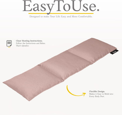 Qomfor - Microwavable Heating Pad - Mauve - 3-Chamber Design Heat Pack - Therapeutic Heat Wrap for Neck, Shoulders & Period Cramps Pain Relief - Reusable Hot/Cold Therapy Bag