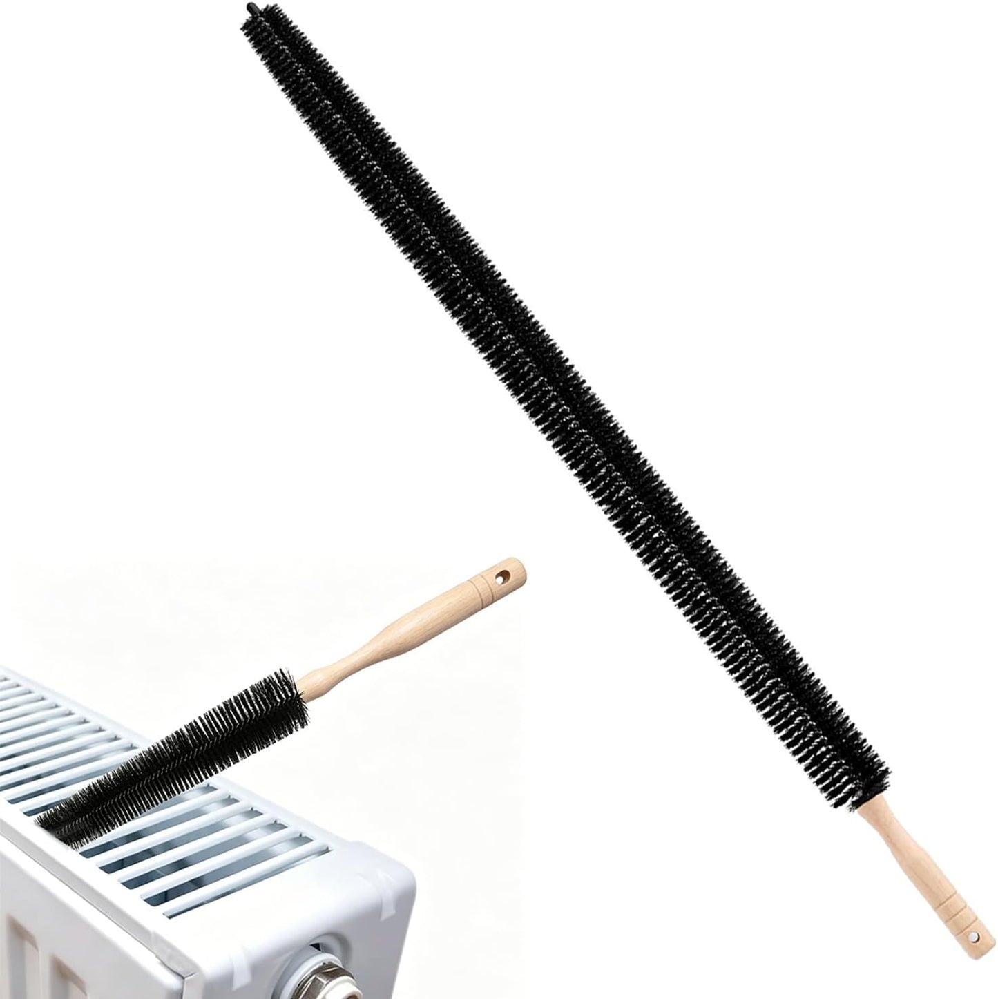 Dryer Vent Cleaner Brush, Flexible Vacuum Dryer Lint Refrigerator Coil Cleaning Brush Lint Trap Cleaning Removal Tool for Trap and Duct, Wood Handle