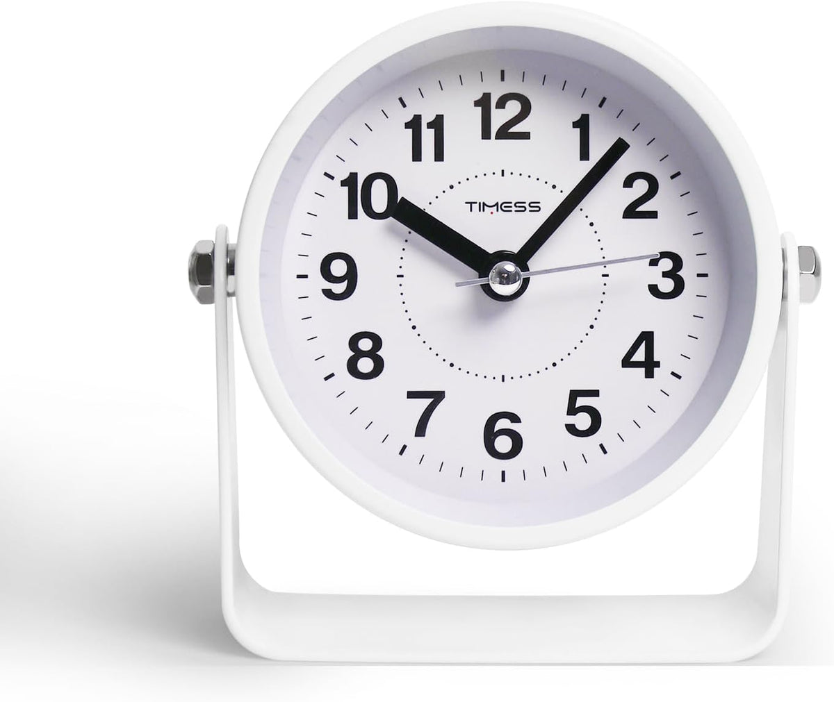 TIMESS Analog Alarm Clock with Snooze & Light, Silent Non-Ticking, White