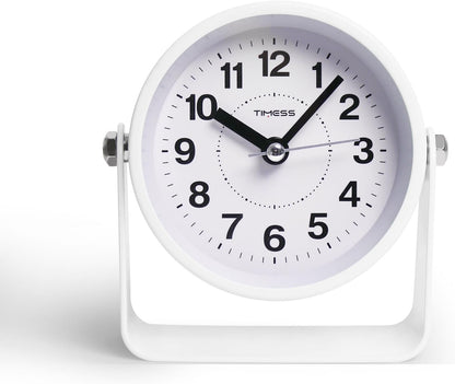 TIMESS Analog Alarm Clock with Snooze & Light, Silent Non-Ticking, White