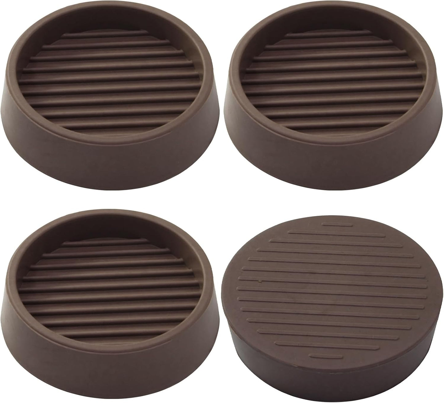 4 Pack 1.5 Inch Round Rubber Caster Cups Floor Protector Brown | Dense Rubber Anti-Slip Firm Grip, Floor Protection From Scratches, Slide-In No Tools Needed, Blends With Wood Metal Finishes