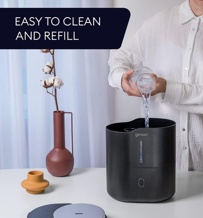 GENIANI Cool Mist Air Humidifiers for Bedroom, Plants, and Large Rooms - Quiet Humidifiers for Baby Room with Auto Shut Off & Night Light (3.9L, White)