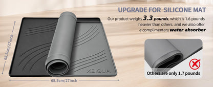 Washing Machine Pan, Drain Pan, Large 33×30/4 LBS Silicone Drain Pan, Waterproof Non-Slip Drip Tray with Raised Edge, Anti-Vibration Floor Leak Protector for Washer, Dryer and Laundry Room