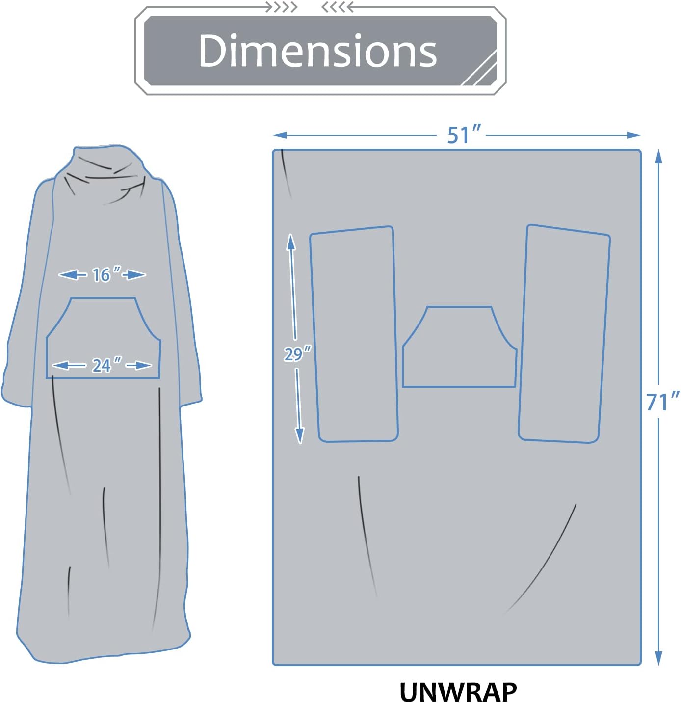 Solaris Wearable Blanket with Sleeves for Adults, Softness Comfort Warmth Fleece Gift for Women Men, Snuggy Body Throw TV Blanket for Home Office Lounge, Gift for Your Lover