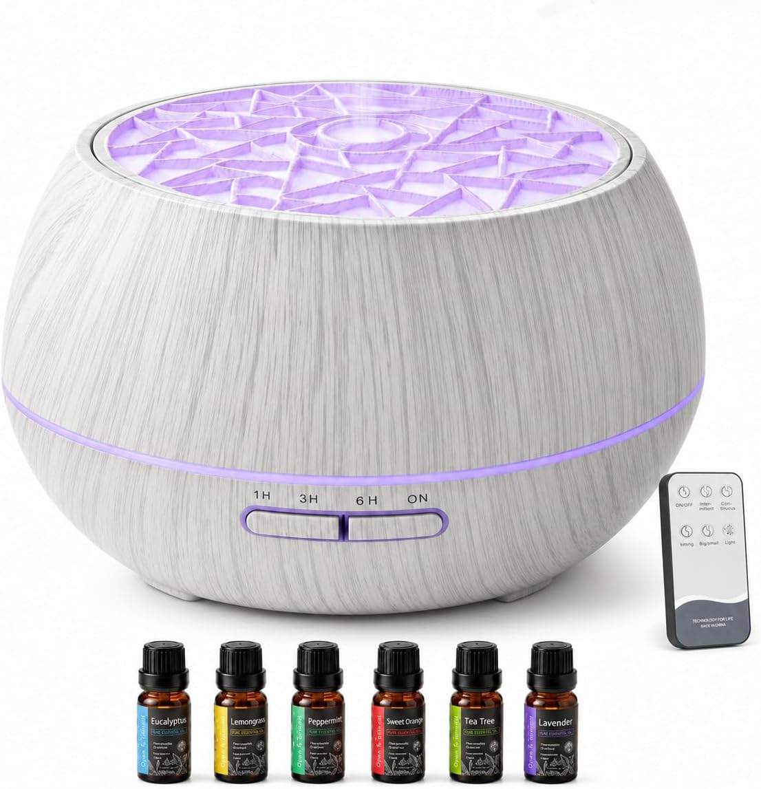 550ml Essential Oil Diffuser, Ultrasonic Aromatherapy Humidifier with Remote,7 LED Colors,Timer Settings,Auto Shut-Off, Cool Mist Diffuser for Home, Bedroom, Office, Spa