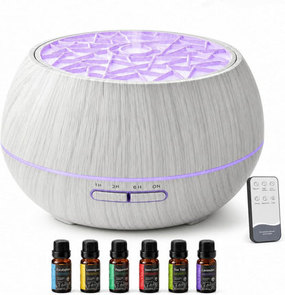 550ml Essential Oil Diffuser, Ultrasonic Aromatherapy Humidifier with Remote,7 LED Colors,Timer Settings,Auto Shut-Off, Cool Mist Diffuser for Home, Bedroom, Office, Spa