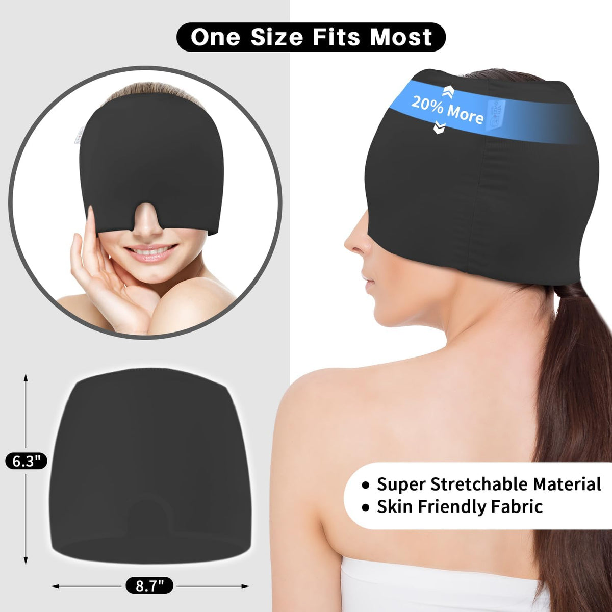 my novel things Migraine Relief Cap, Ice Headache Relief Mask Cold Cap Set
