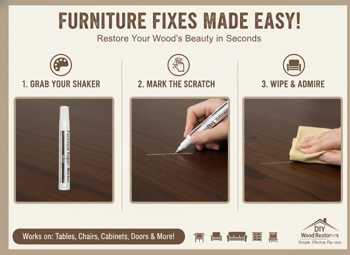 Wood Furniture Repair Marker Set – Pack of 7 Multi-Tone Touch Up Pens for Scratch Restoration and Surface Blending