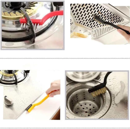 Katartizo 5Pcs Kitchen Stove Cleaning Brush + Scraper Tool Set, Heavy Duty Scraper for Gas Burners Cooktop Pot Pan Brass, Stainless Steel and Nylon Brush Head Brushes for Range Hood Grease Grime