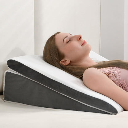 Vekkia Wedge Pillow for Sleep Apnea&Back Pain,Memory Foam Pillow Wedge,2PCS | 7.5'' Adjustable Triangle Pillow for Acid Reflux, GERD, Snoring, Surgery Recovery, Leg Elevation, 2 Heights&Softness Options
