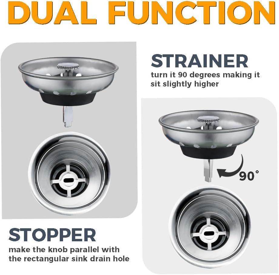 ZM Kitchen Sink Basket Strainer with Stopper, 3-1/2” Drain