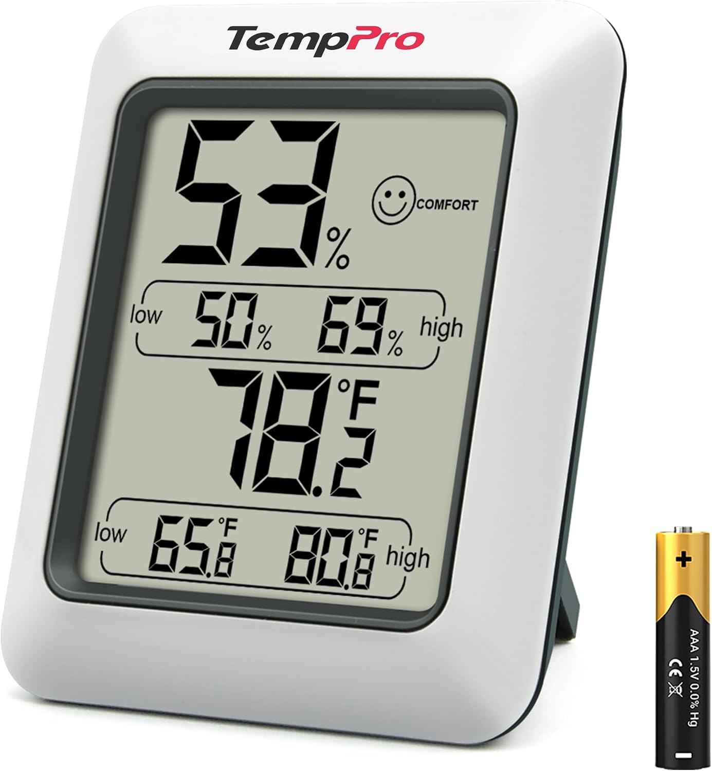 TempPro TP50 Digital Hygrometer Indoor Thermometer Room Thermometer | Humidity Meter Humidity Gauge with Temperature Humidity Monitor for House Office Celler Greenhouse RV (Previously ThermoPro)