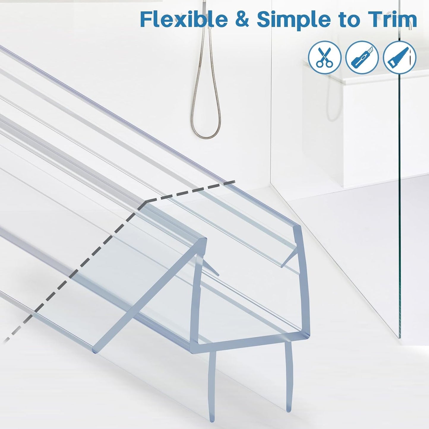 Shower Door Bottom Seal Strip, 2PCS Seal Strip, Ultra Clear PVC, 36" Length, Fits 6mm Thick Glass, Prevents Leaks, Easy Installation, No Adhesive Required (Ultra Clear, 36in for 1/4"(6mm) Door)