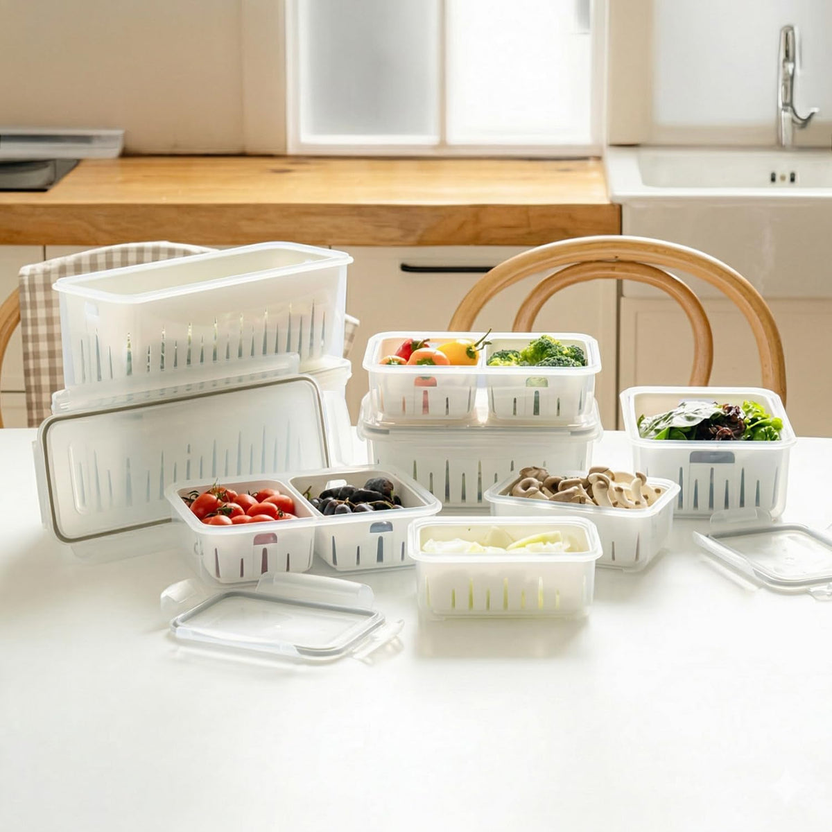 carrotez 11.4 Cup Produce Saver Container for Fridge with Colander 2.7L