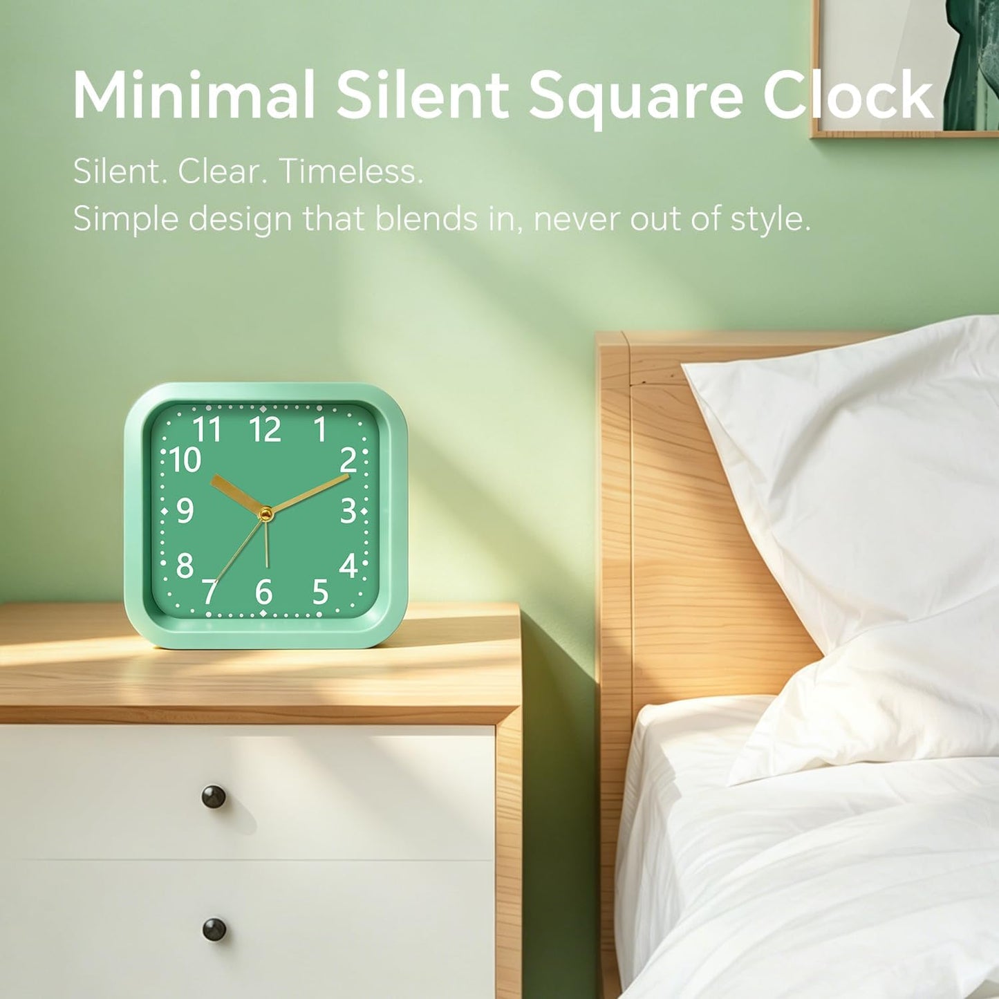Loud Alarm Clock for Heavy Sleepers, 4.5" Simple Square Analog Alarm Clocks with Silent Movement Battery Operated Easy-to-Read Dial, Plastic Small Desk Clock for Bedroom Teens Seniors, Black